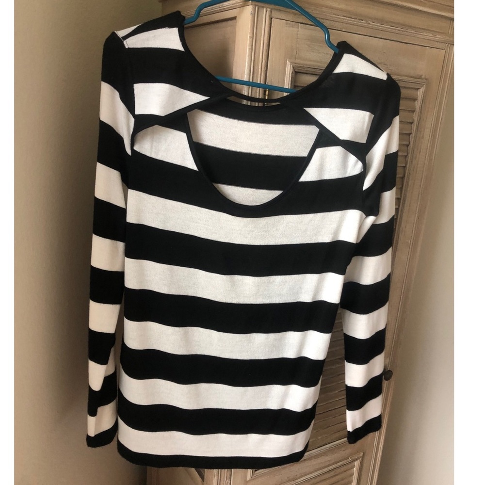 Black and white striped long sleeve shirt